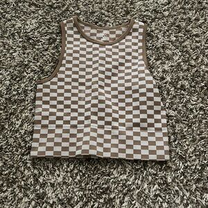 Checkered cropped tank top